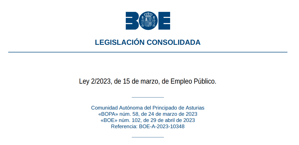 Nueva Ley autonómica: Test de la Ley 2/2023, de 15 de marzo, de Empleo Público del Principado de Asturias